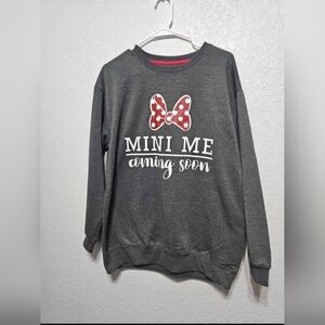 Gray 'Mini Me Coming Soon' maternity Sweatshirt with Red Bow NWOT
